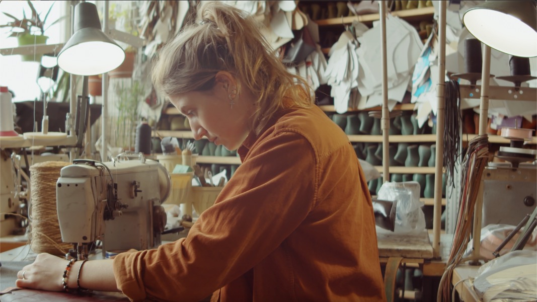 A leather workshop in a cozy craft studio